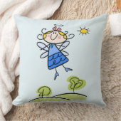 ハッピーお洒落エンジェル飛んでいるフェアリー クッション (ブランケット)