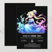 ハッピーお洒落プリンセス誕生日 招待状 (正面/裏面)