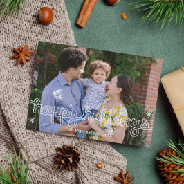 ハッピーお洒落ホリデーズスノーフレークスフォトカード シーズンカード