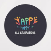 ハッピーお祝い ラベル (デザイン1)