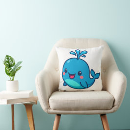 ハッピーかわいいホエールステッカー – かわいい海フレンド クッション