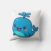 ハッピーかわいいホエールステッカー – かわいい海フレンド クッション (裏面)
