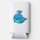 ハッピーかわいいホエールステッカー – かわいい海フレンド スリム缶クーラー (裏面)