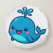 ハッピーかわいいホエールステッカー – かわいい海フレンド ラウンドクッション (裏面)