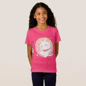 ハッピーかわいいホワイトキャット踊りへ音楽 Tシャツ (正面フル)