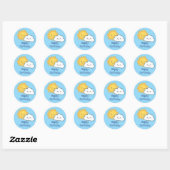 ハッピーかわいい太陽と雲の誕生日 ラウンドシール (シート)