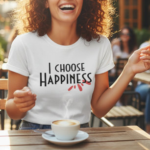 ハッピーさを選ぼう ポジティブな名言 ミニマル グラフィック Tシャツ