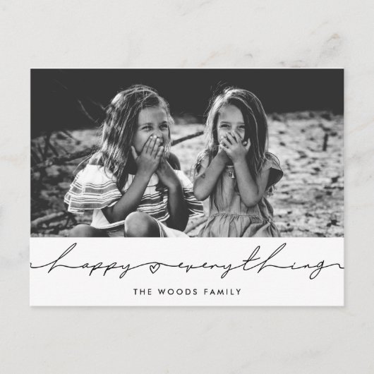 ハッピーすべてモダン手書き休日の写真 ポストカード (正面)