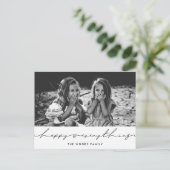 ハッピーすべてモダン手書き休日の写真 ポストカード (スタンド正面)