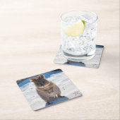 ハッピーとキュートクカオンザビーチ スクエアペーパーコースター (インサイチュ)