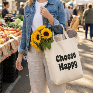 ハッピーなインスピレーションを感じるレトロなブラックテキストを選んで トートバッグ