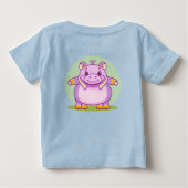 ハッピーなカバのキャラクター ベビーTシャツ (裏面)