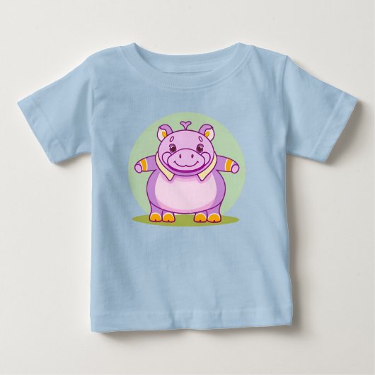 ハッピーなカバのキャラクター ベビーTシャツ (正面)