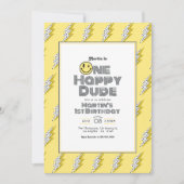 ハッピーなデュードのレトロな1歳の誕生日パーティー 招待状 (正面)