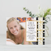 ハッピーなニュース♪ 写真付き卒業おめでとうご報告 案内状 (スタンド正面)