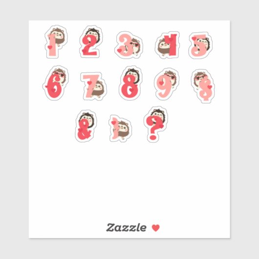 ハッピーなハグのナンバーシール | かわいいヘビのアルファベット シール (シート)