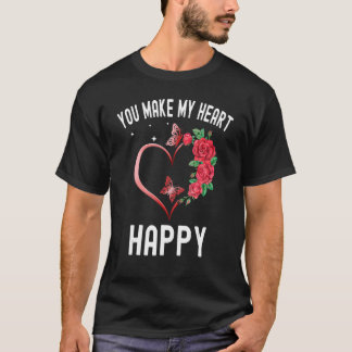 ハッピーなハートバタフライバレンタイン Tシャツ