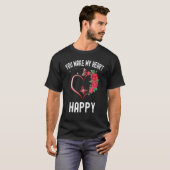 ハッピーなハートバタフライバレンタイン Tシャツ (正面フル)