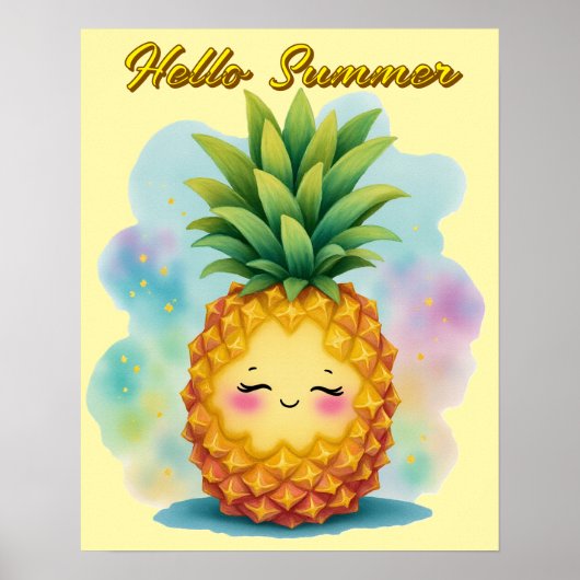 ハッピーなパイナップルの夏のポスター ポスター (正面)