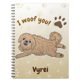 ハッピーなペキニーズ愛好家向けグッズ I Woof You Paws ノートブック