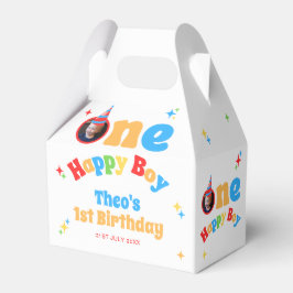 ハッピーな少年 カラフルな1歳の誕生日フォト フェイバーボックス