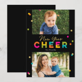 ハッピーな気持ちをカラフルに新年を祝うフォトカード シーズンカード (正面/裏面)