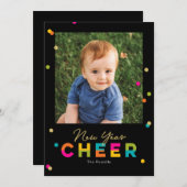 ハッピーな気持ちをカラフルに新年を祝う写真カード シーズンカード (正面/裏面)