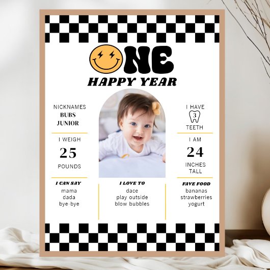 ハッピーな男の子の1歳の誕生日お祝い ポスター