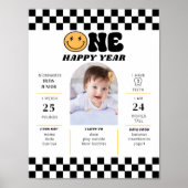 ハッピーな男の子の1歳の誕生日お祝い ポスター (正面)
