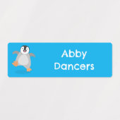 ハッピーな皇帝ペンギンの赤ちゃんの漫画風カスタマイズイラスト ラベル (デザイン1)