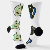 ハッピーな緑のジャックオーランタン黒猫 ソックス (傾斜あり)