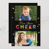 ハッピーな色彩で彩られた新しい年の写真カード シーズンカード (正面/裏面)