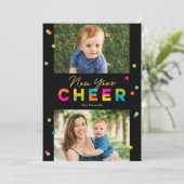 ハッピーな色彩で彩られた新しい年の写真カード シーズンカード (スタンド正面)