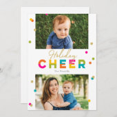 ハッピーな色鮮やかな明るいホリデー写真カード シーズンカード (正面/裏面)