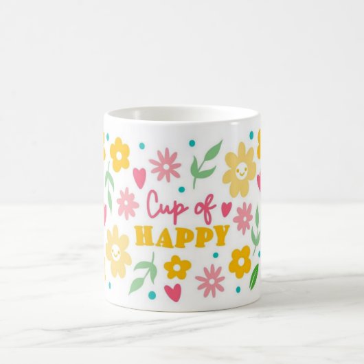 ハッピーな花柄のコーヒーマグカップ コーヒーマグカップ (中央)