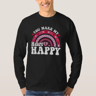ハッピーな虹色ハート バレンタイン Me Tシャツ