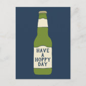 ハッピーな1日を！グリーンビールボトル ポストカード (正面)