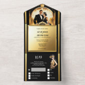 ハッピーな1920年代スタイルのウェディング！フローラルな装飾とスパイシーの効いたカクテル、そしてジ オールインワン招待状 (内側)