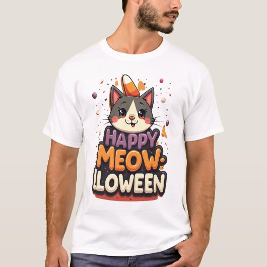 ハッピーにゃんハロウィン 猫 Tシャツ (正面)