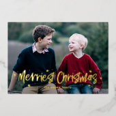 ハッピーに描かれた最も楽しいクリスマス本物のホイルカード 箔シーズンカード (正面)