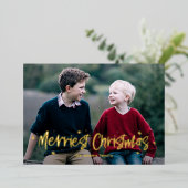 ハッピーに描かれた最も楽しいクリスマス本物のホイルカード 箔シーズンカード (立ち正面)