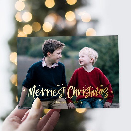 ハッピーに描かれた最も楽しいクリスマス本物のホイルカード 箔シーズンカード