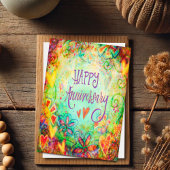 ハッピーのお祝い かわいい 花のファンシー カード