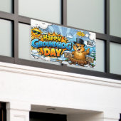 ハッピーのんきな日  面白い背景 横断幕 (ビルの外側)