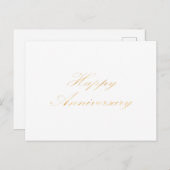 ハッピーのアニバーサリー ゴールドフォント スクリプト 白 ポストカード (正面/裏面)