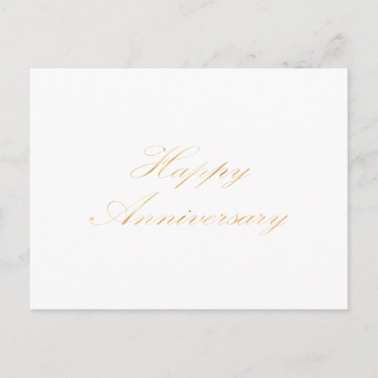 ハッピーのアニバーサリー ゴールドフォント スクリプト 白 ポストカード (正面)