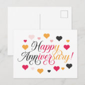 ハッピーのアニバーサリー ブライト カラフル ハーツ ヴィブラント ポストカード (正面/裏面)
