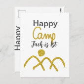 ハッピーのキャンピング誕生日子供ゴールド太陽 ポストカード (正面/裏面)