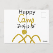 ハッピーのキャンピング誕生日子供ゴールド太陽 ポストカード (裏面)
