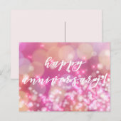 ハッピーの結婚記念日 ! ゴージャス ピンクスパークル ポストカード (正面/裏面)